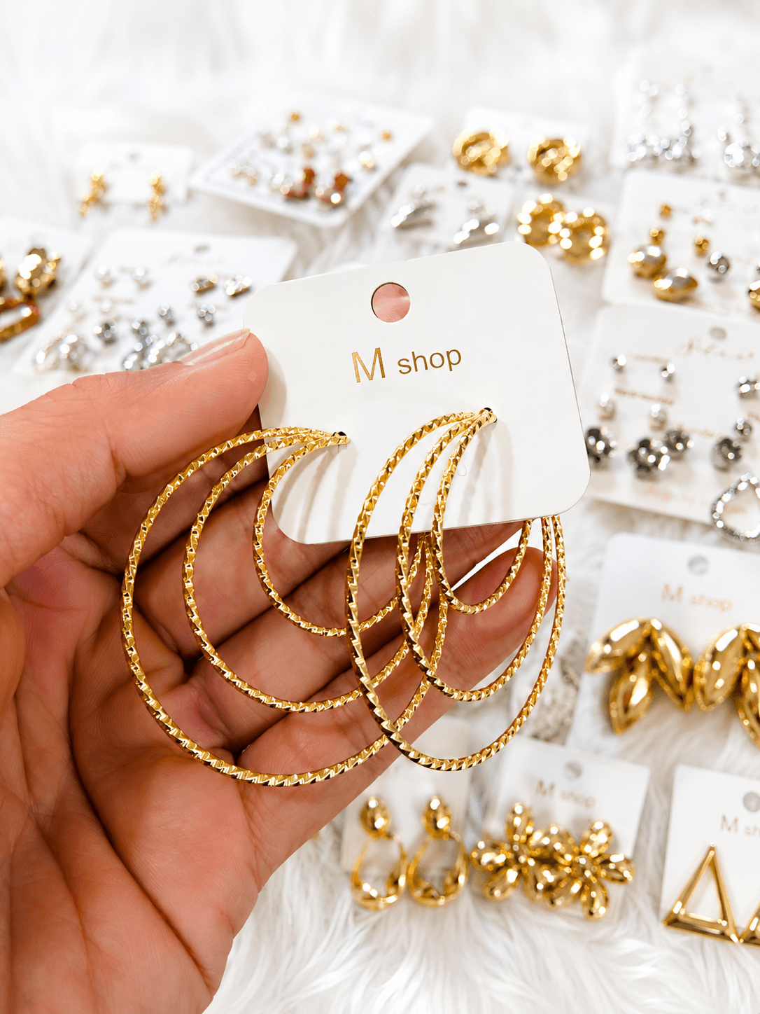 Layered Gold Hoop Statement Earrings in Gold – Accessories from Handpicked