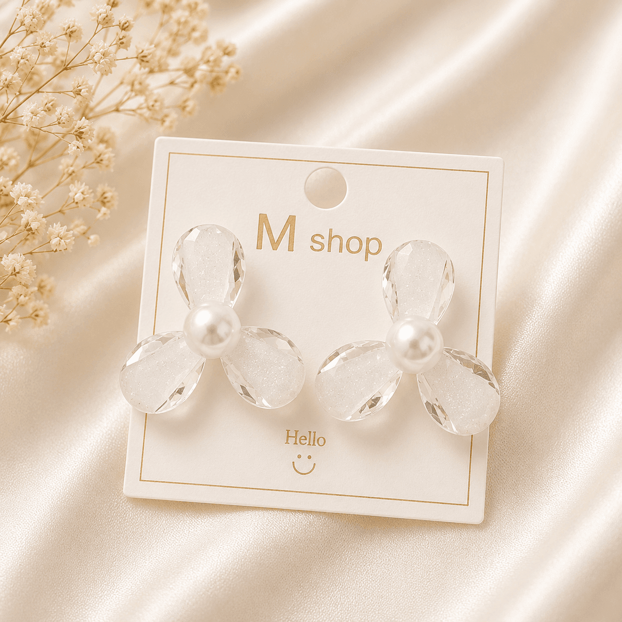 Crystal Bloom Pearl Earrings in White – Earrings from Handpicked