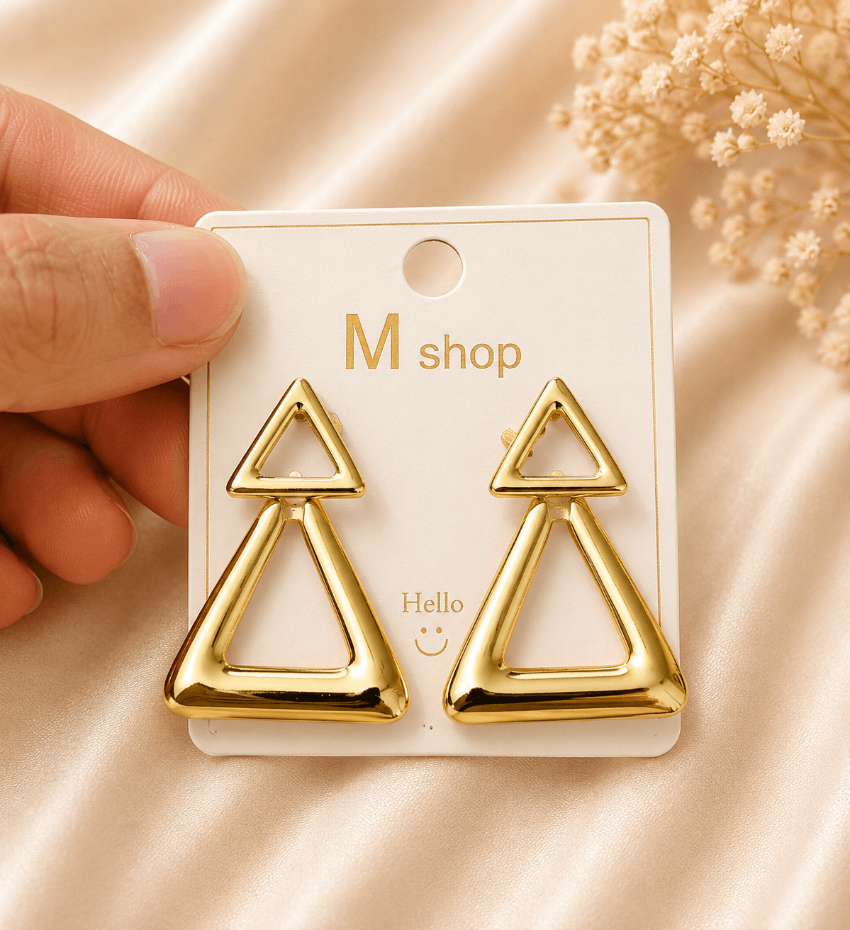 Modern Triangle Statement Earrings in Gold – earrings from Handpicked