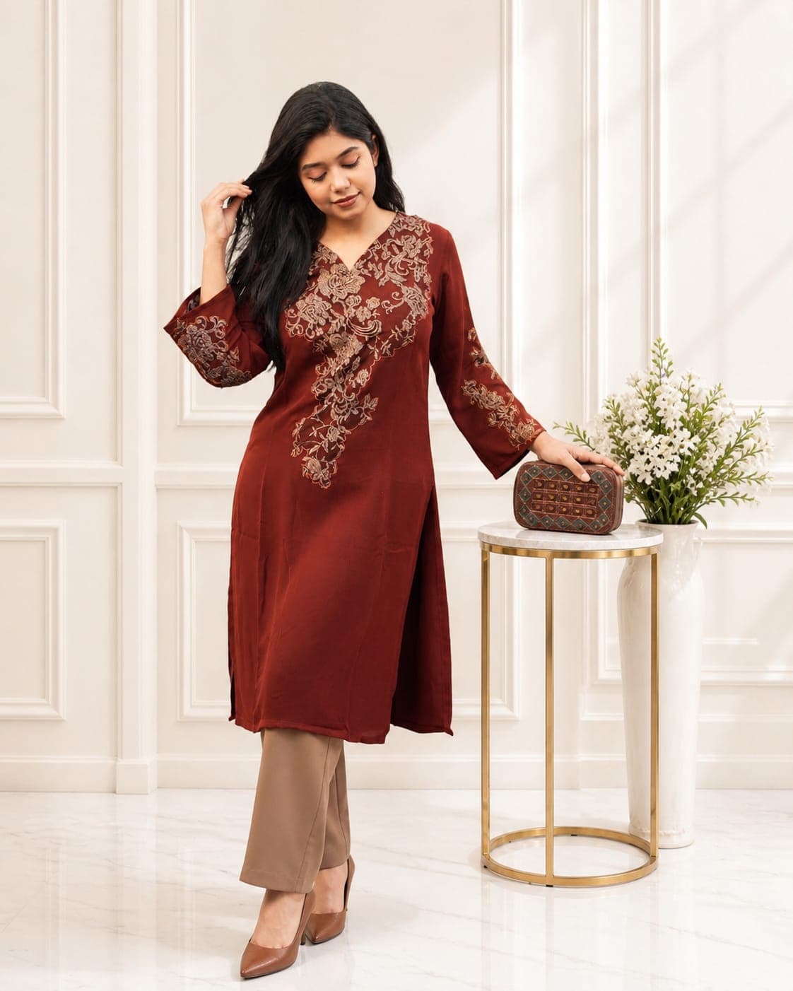 Strep Cherry Georgette Kurti