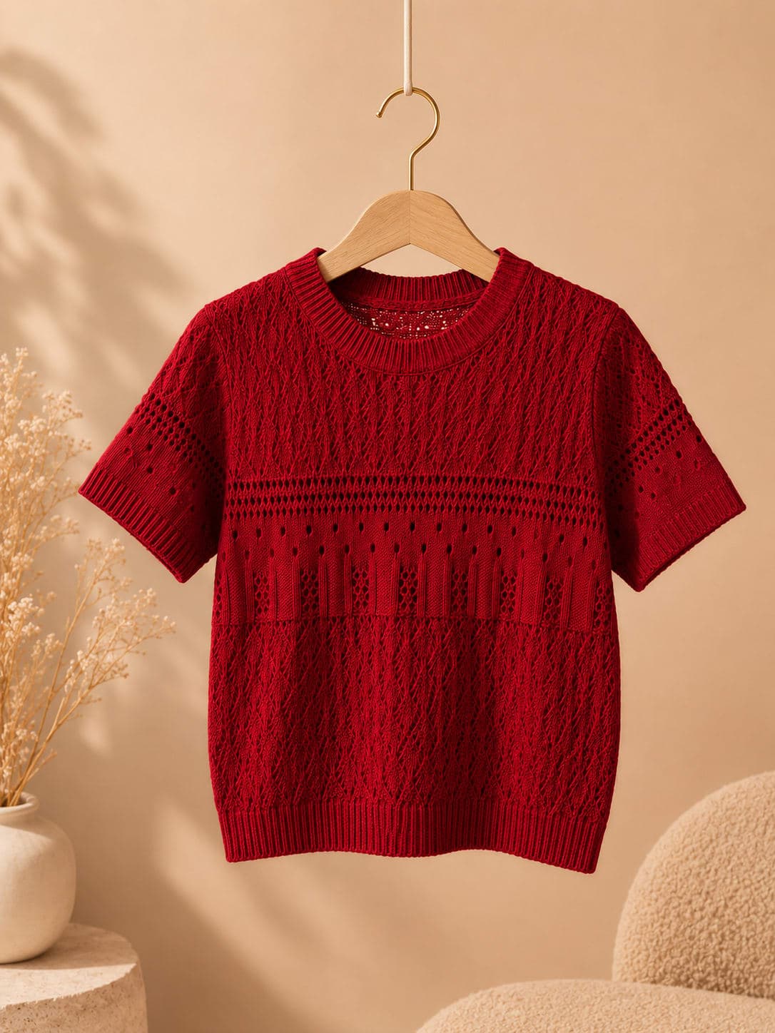 Woolen Red Blouse/Top